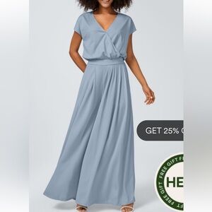 Halara V Neck Short Sleeve Wide Leg Waffle Casual Jumpsuit Sz Small Tall